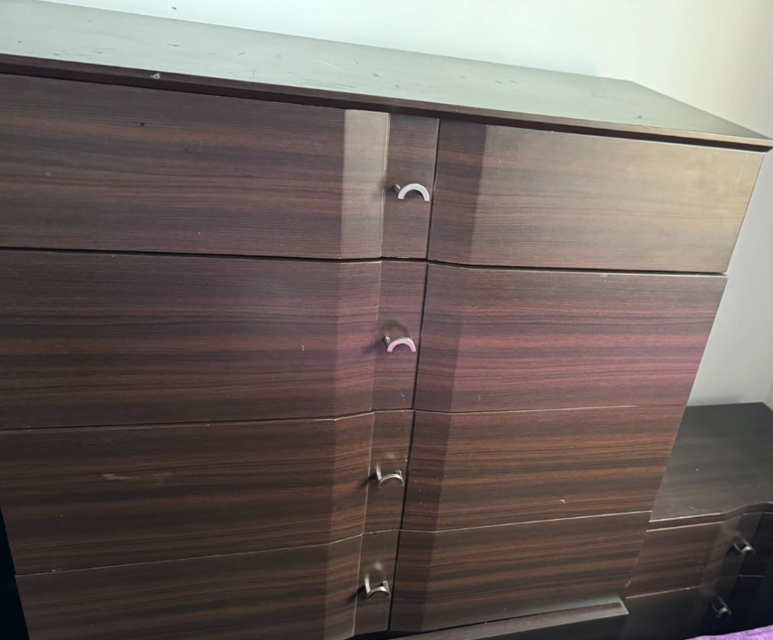 King/Double bed with mattress and side tables dresser