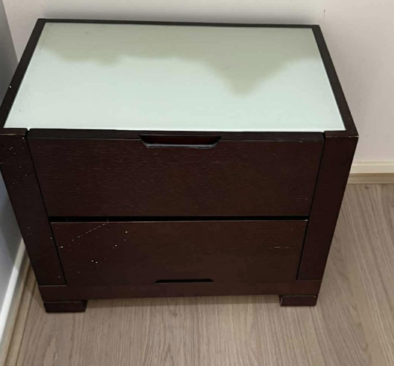 King/Double bed with mattress and side tables dresser