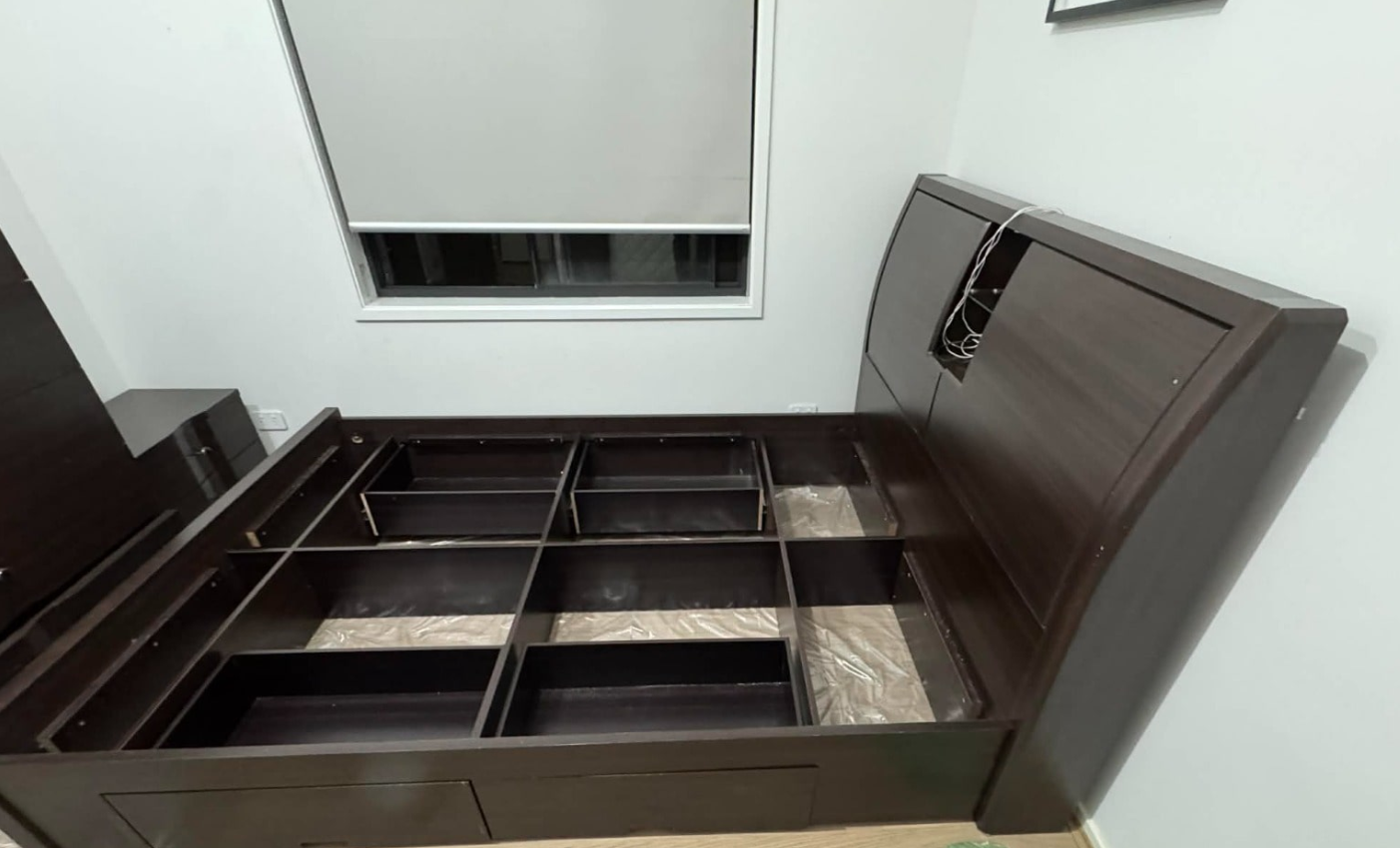 King/Double bed with mattress and side tables dresser