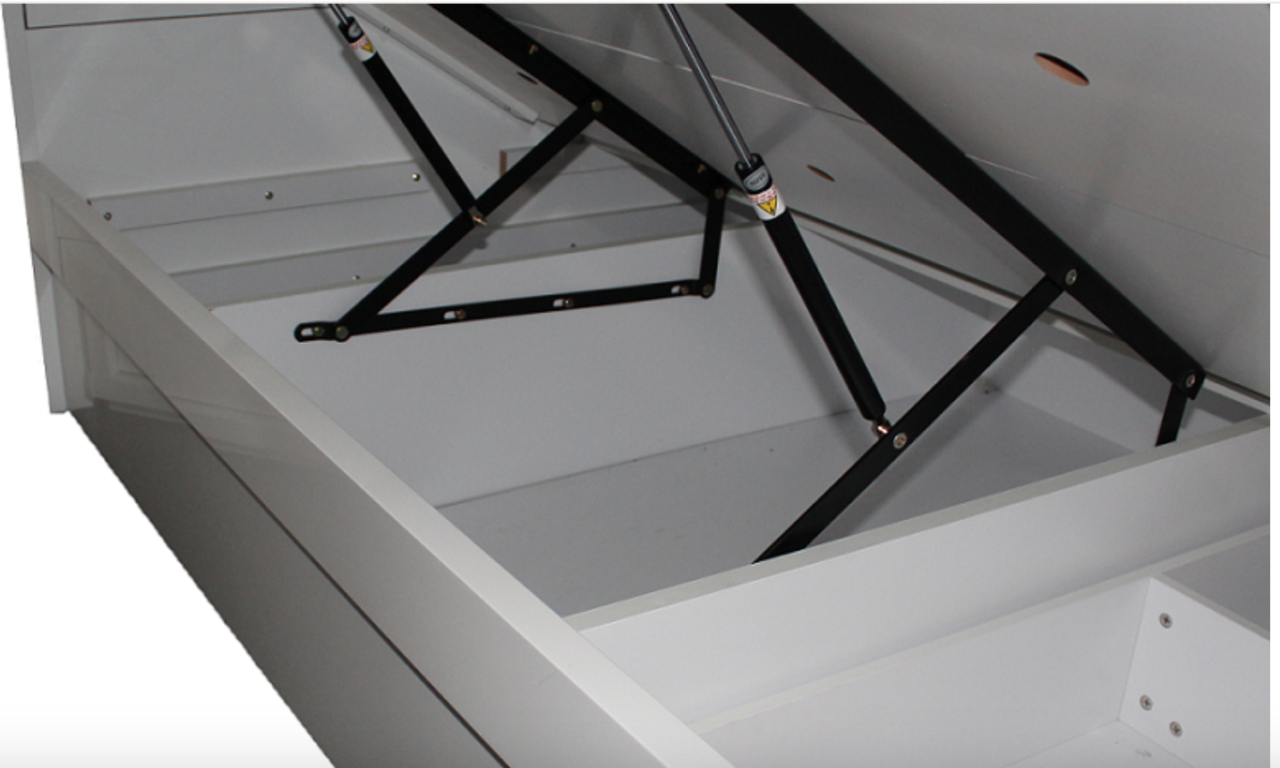 BRAND NEW KING SINGLE BALI GAS LIFT BED LIGHTS AND USB GLOSS WHITE