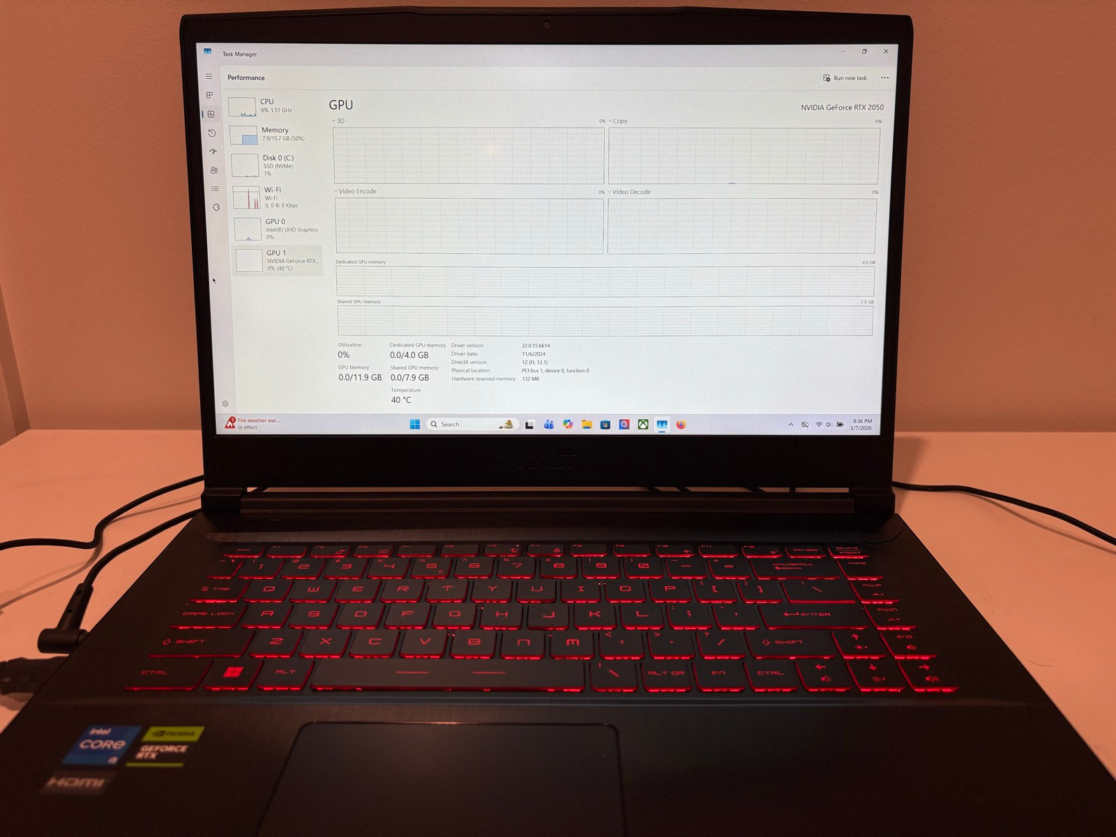 MSI Thin GF63 ( Intel I5, RTX 2050, 16 GB DDR4) + Mouse MSI