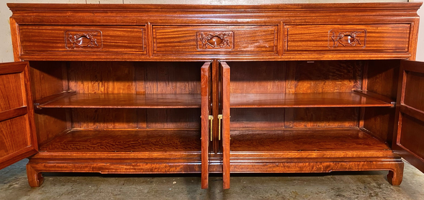 Perfect condition Chinese style solid rosewood buffet with 3 drawers