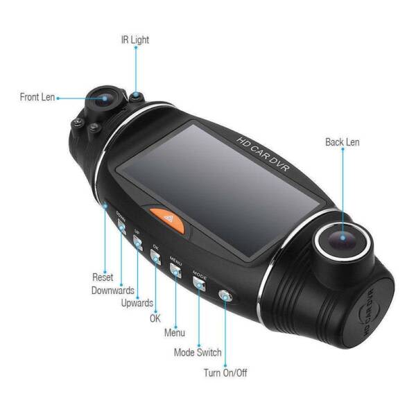 Car Dual Lens HD DVR Camera Dash Cam Video Recorder G-Sensor GPS Night Vision