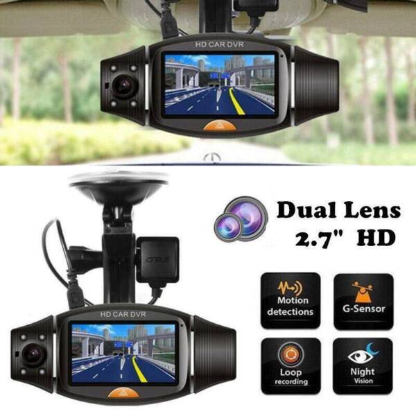 Car Dual Lens HD DVR Camera Dash Cam Video Recorder G-Sensor GPS Night Vision