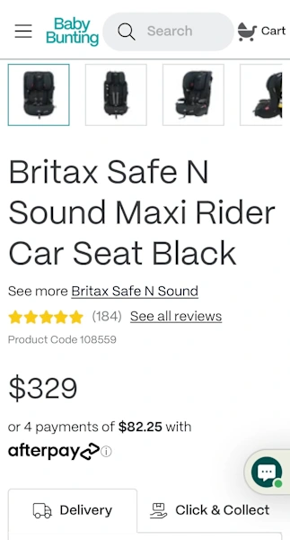 Britax Safe N Sound Maxi Rider Car Seat - Black/Gray