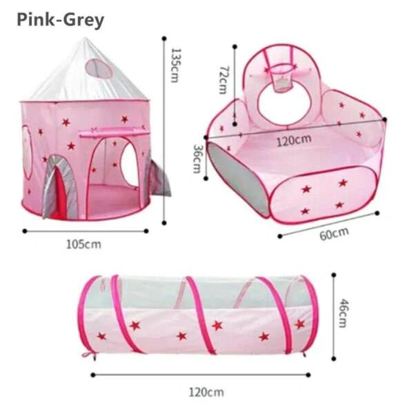 WOWMART Kid Toy 3-In-1 Toddler Crawling Tunnel Tent Playhouse Ball Pit