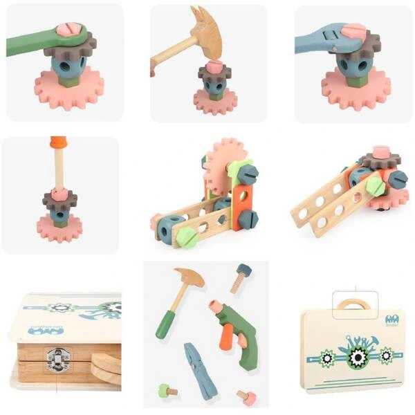 Wowmart Kid Toy Wooden Hand Building Tool DIY Project & Case Set