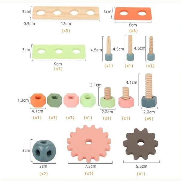 Wowmart Kid Toy Wooden Hand Building Tool DIY Project & Case Set