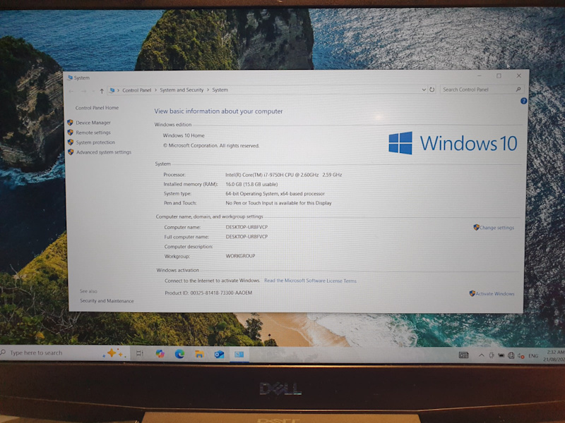 Gaming / work Laptop Dell G3 3590 i7 9750H 12GB Ram GTX 1650 256GB