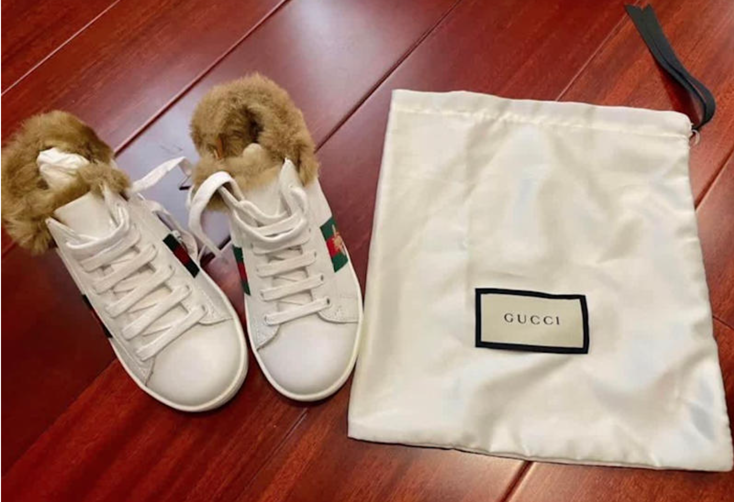 GUCCI TODDLER LEATHER SNEAKER SHOES WITH BEE Size 25 7.5