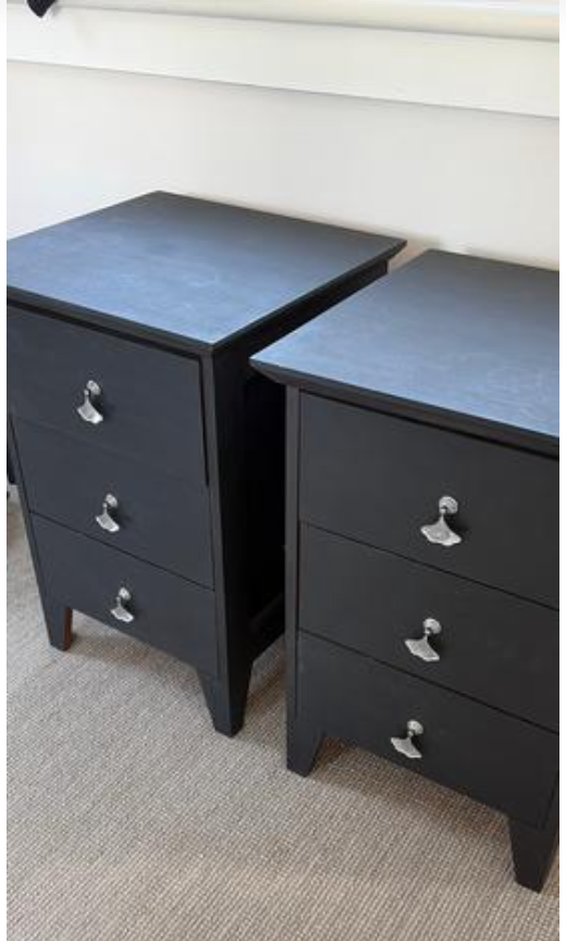 Pair 2x timber bedside tables drawers