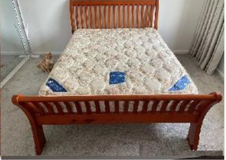 2 sets solid wooden queen bed frame no mattress, with wooden slat, goo