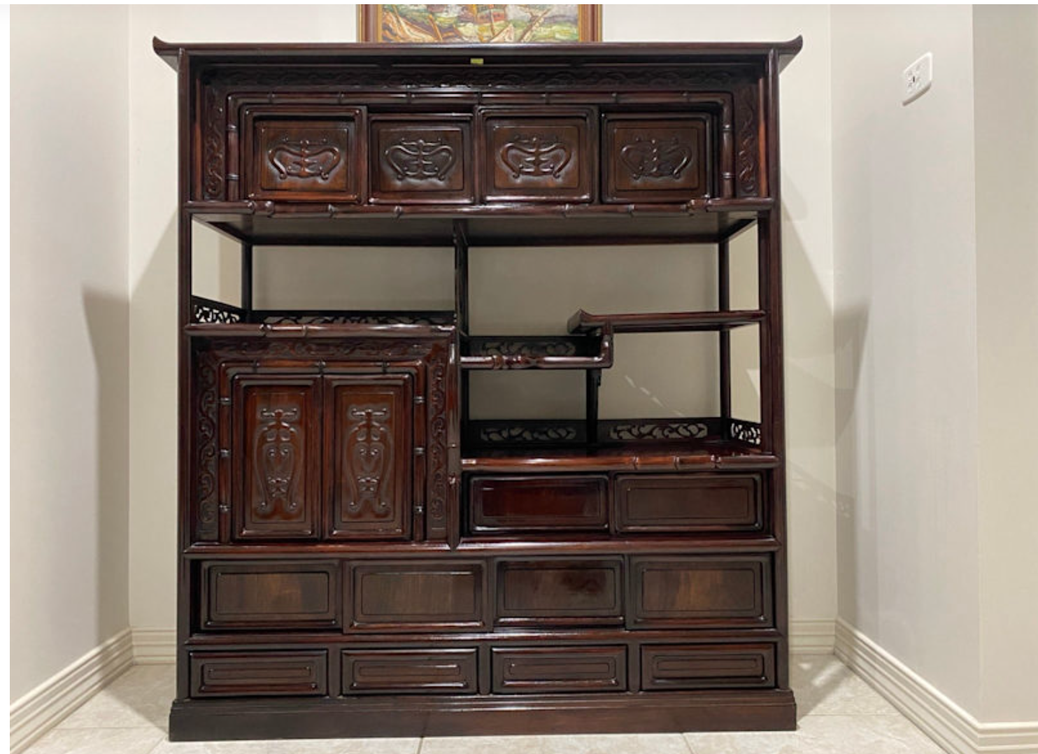Perfect condition Chinese antique solid rosewood (酸枝)display cabinets
